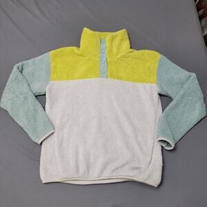 Eddie Bauer Colorblock Fleece Pullover Sherpa Snap Neck Outdoor Jacket